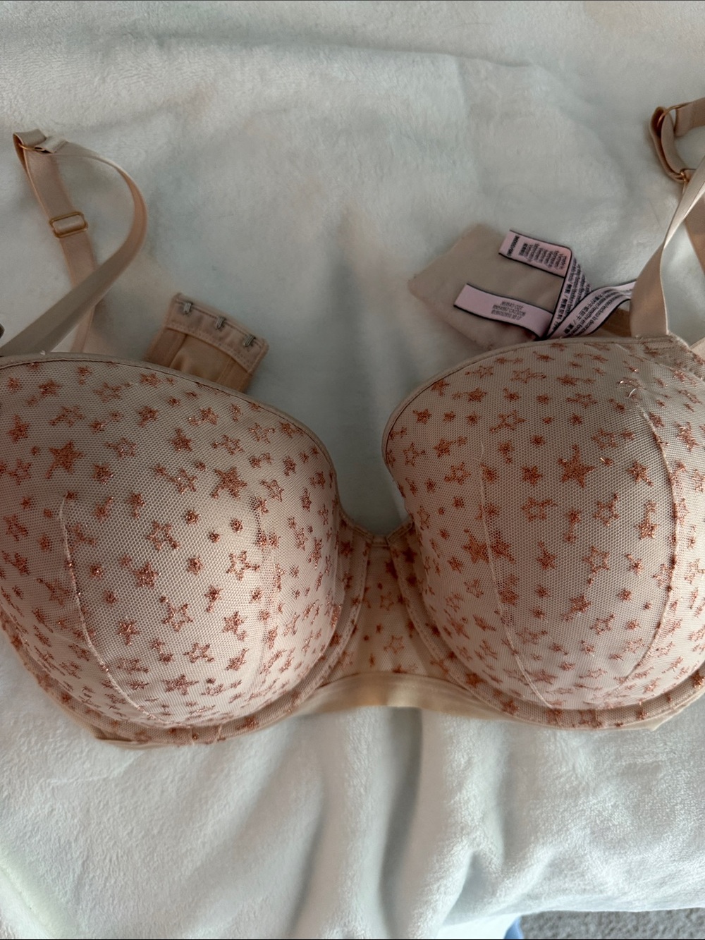 Victoria's Secret Nude Pink Star Mesh Underwire Bra